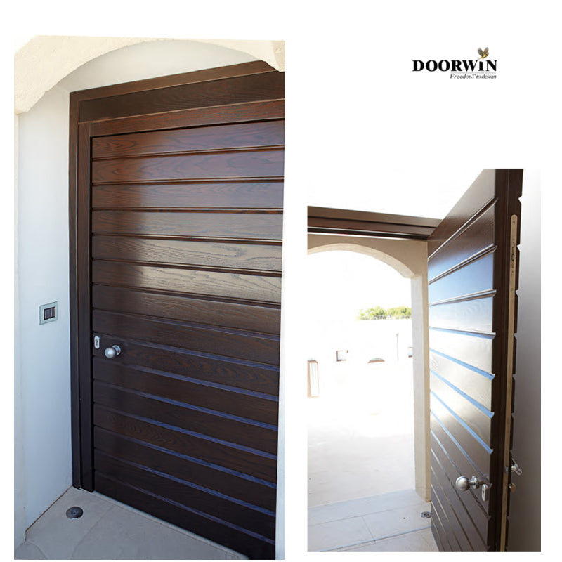 Doorwin 2021Doorwin american wooden pine oak teak wood arch top main door design entry door with grille insert