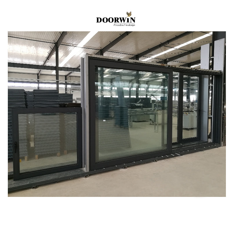 Doorwin 2021Factory Supply Windproof Waterproof New Construction Aluminium Double Glass Sliding Door Exterior Walls Designs Doors For Sale