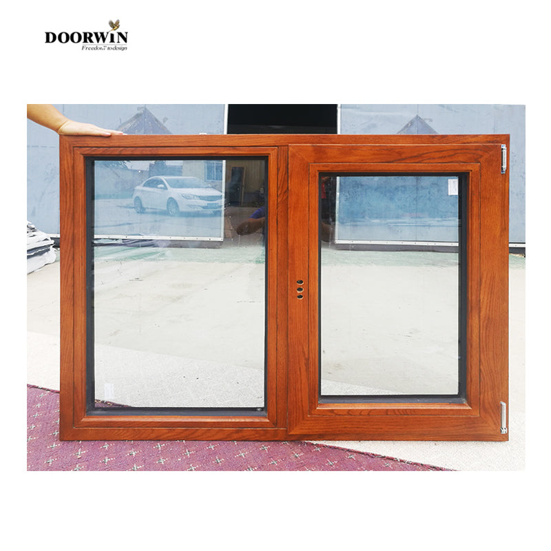 Doorwin 2021Strong firm aluminium window frame tilt and turn window design Nice quality wood ground to top double glass tilt turn window