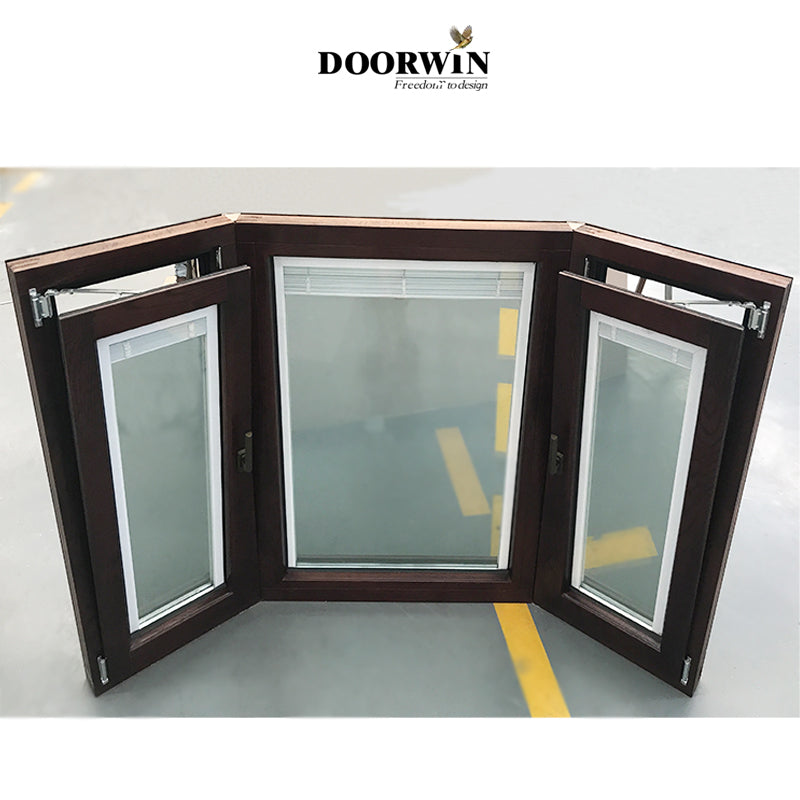 Doorwin 2021Toronto aluminium wood tilt and turn windows with built in blinds/ shutters high quality wood clad aluminum casement windows