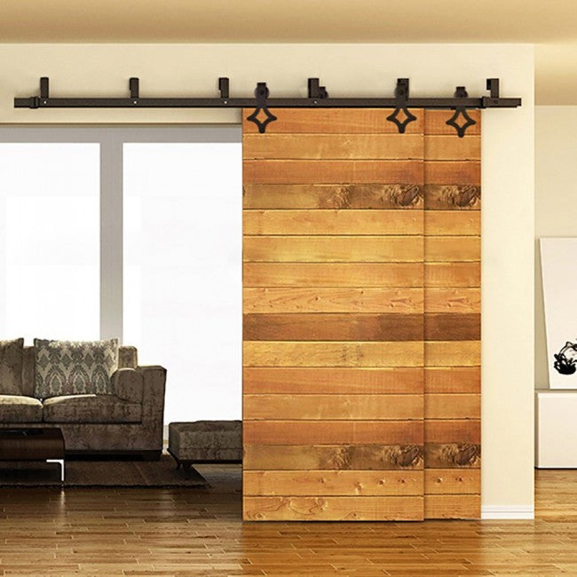 Doorwin 2021Shaker Style Horizontal Plank Bypass Barn Door customized latest Design solid wood sliding door