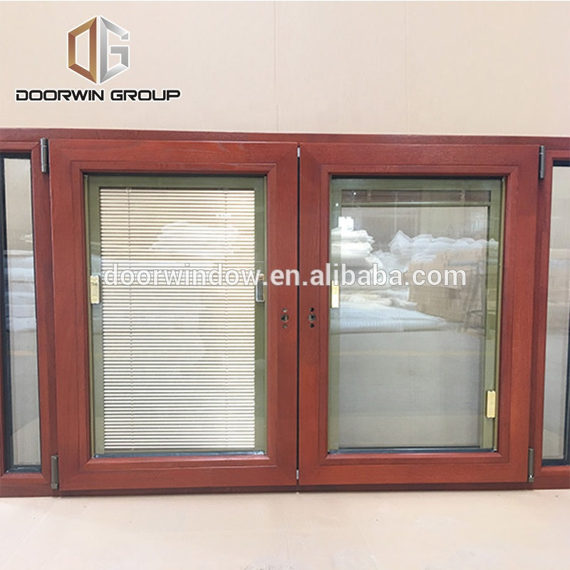 Doorwin 2021American oak wood clad aluminum france french casement windows tilt turn window with built in shutter