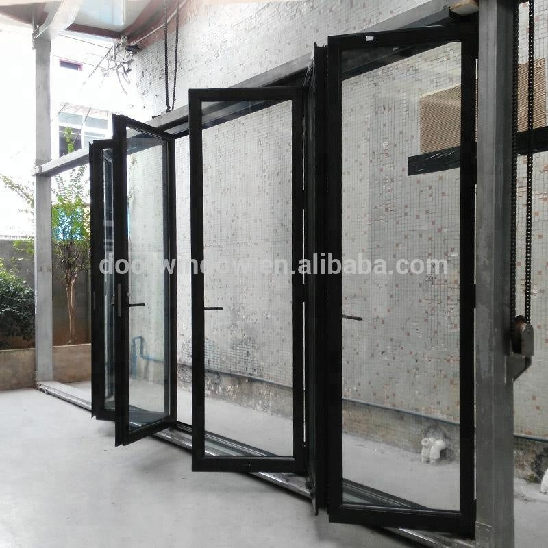 Doorwin 2021Cheap Thermal break aluminum bi folding door with Korea hardware certified tempered glass bi-folding door