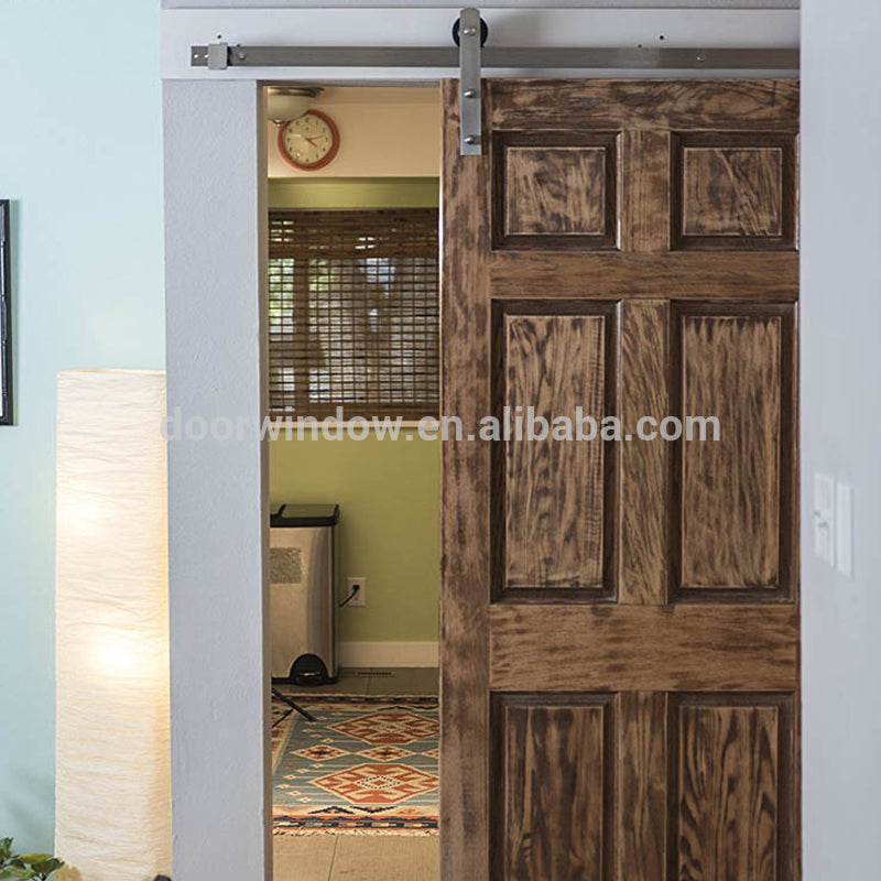 Doorwin 2021Fancy interior doors red oak wooden barn sliding door with stainless steel hardware