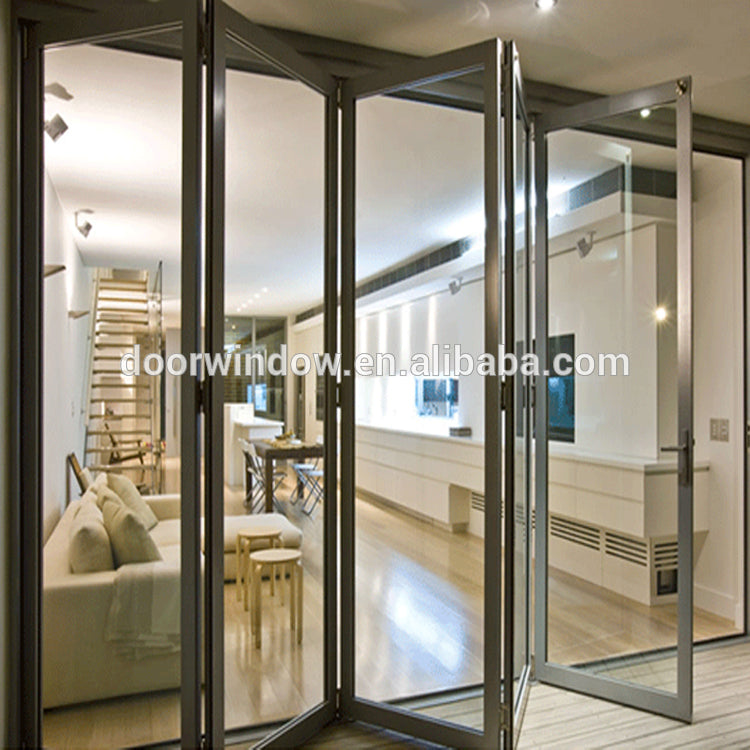 Doorwin 2021Korea hardware thermal break aluminium ykk folding door Aluminium frame sliding glass folding accordion windows