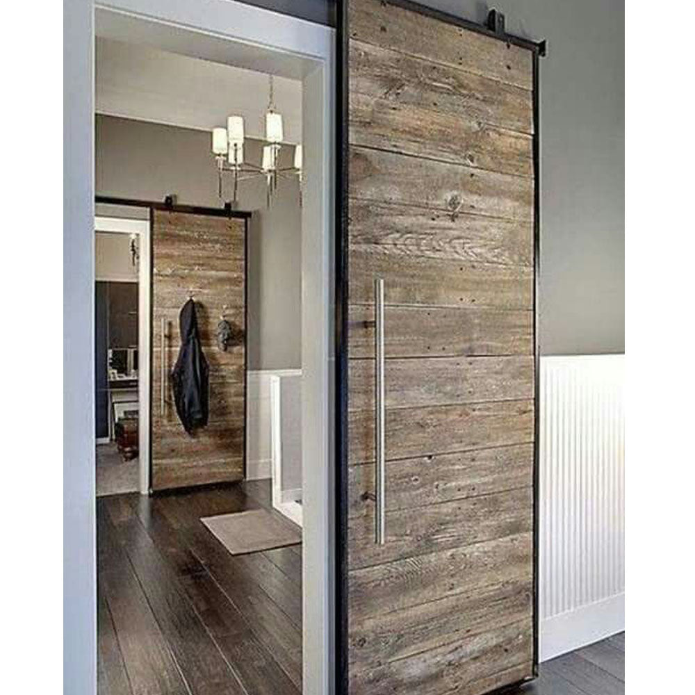 Doorwin 2021Rail Only Rustic Horizontal Plank Sliding Barn Door