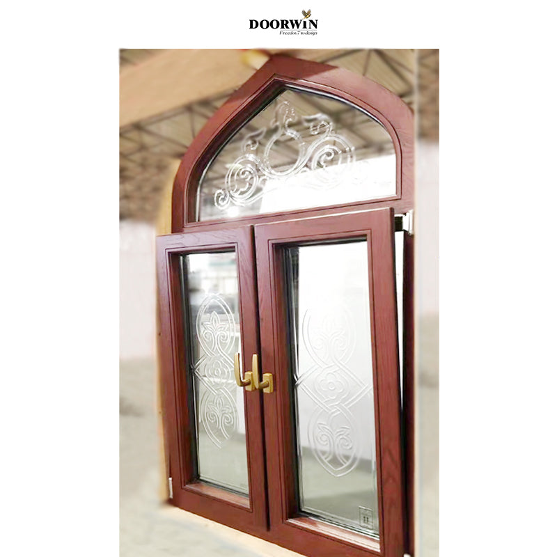 Doorwin 2021Texas NFRC Certification Solid Wood Arched Design Window with Colonial Bars Arched wooden door and window frame design