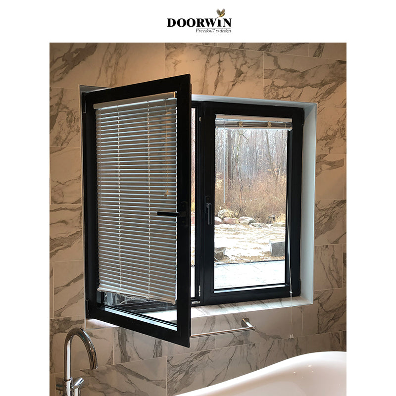 Doorwin 2021Germany Made black hardmare Wooden material wind proof tilt and turn aluminium window and doors