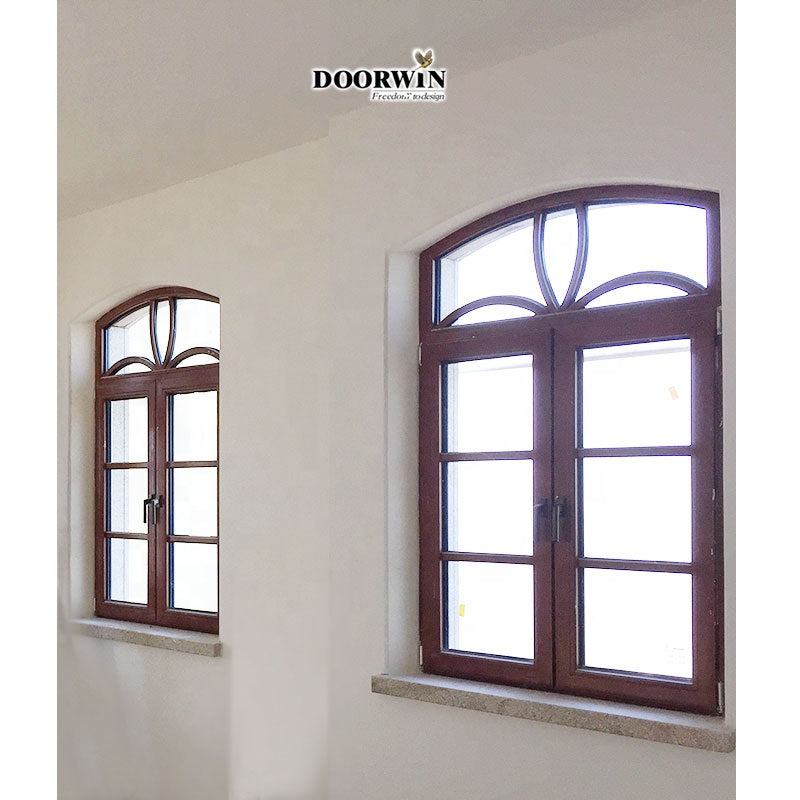 Doorwin 2021NFRC 2020 WIND half round arch aluminum wood casement drawing window