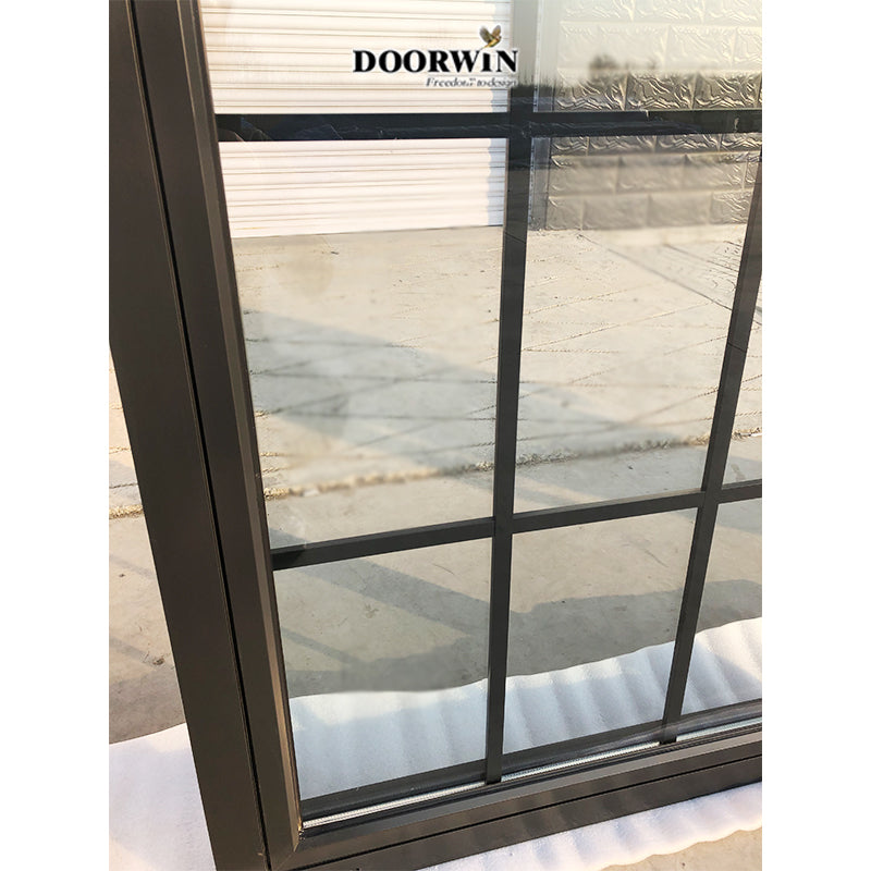 Doorwin 2021new design american style black aluminium framed windows exterior glass grille designed casement residential windows