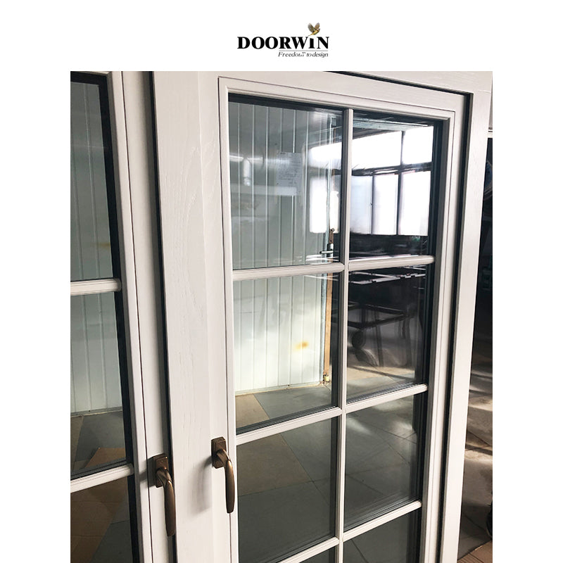 Doorwin 2021China Manufactory grill design french windows exterior wood door with glass window grills