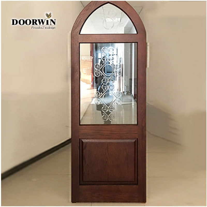 Doorwin 2021China manufacturer high quality front copper clad panel wood Exterior and Interior horizontal door designs