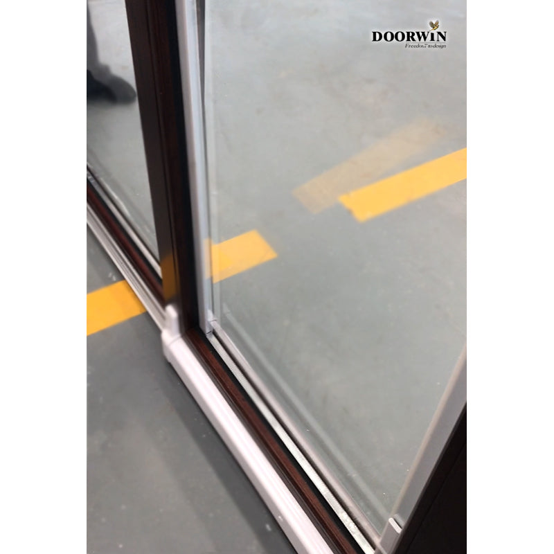 Doorwin 2021Popular in North America Double tempered glass 16 mm narrow frame solid wood material sliding doors