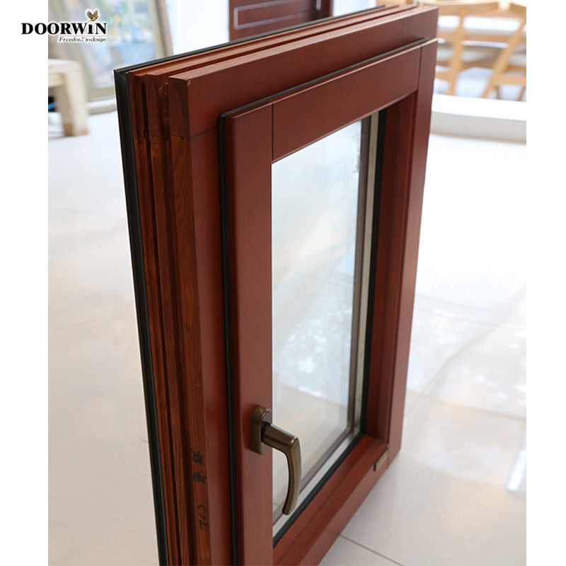 Doorwin 2021Latest Design Two Way Open Long slim aluminum clad wood Tilt And Turn Casement tempered Glass Windows