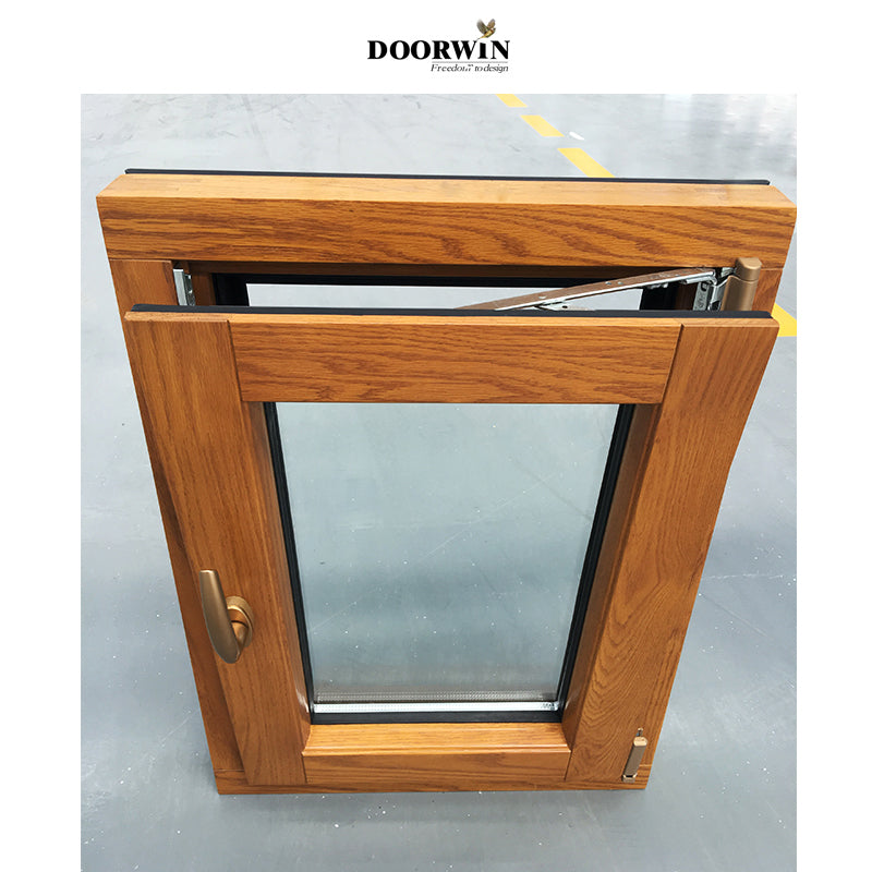 Doorwin 20213D wooden transfer wood color paint Thermal Break Aluminium window with theft-proof net