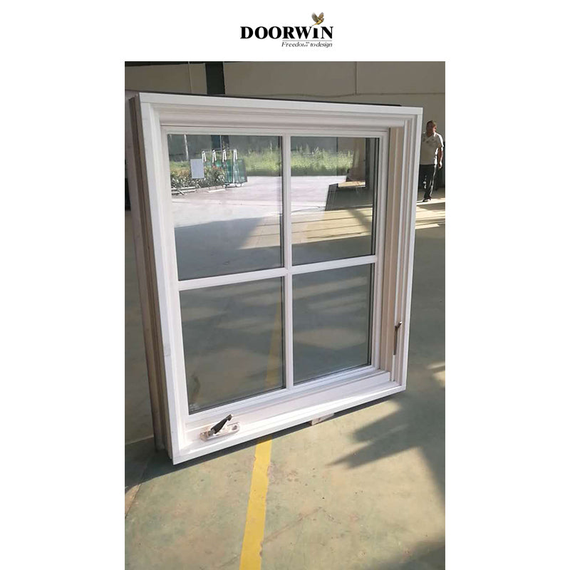 Doorwin 2021America white color solid wood material Germany made heavy Duty hardware hinge sound proof crank casement windows