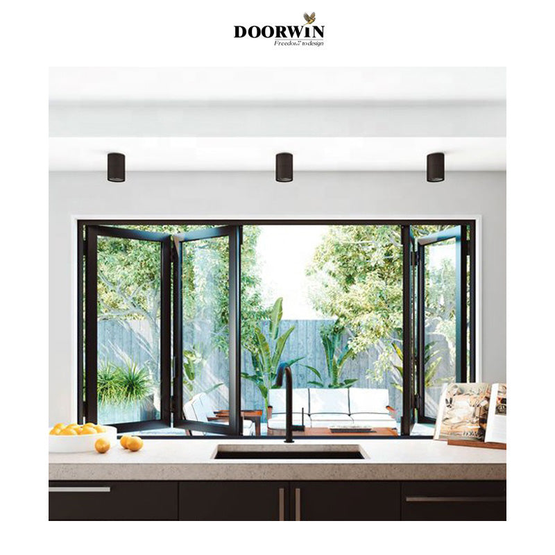 Doorwin 2021New Zealand Aluminum Exterior Bifolding doors With Tempered Glass aluminium bifold window for Home