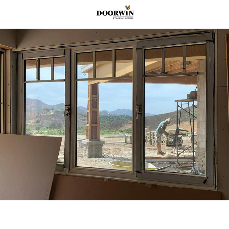 Doorwin 2021Los Angeles white luxury wood aluminium tilt turn window with grill design