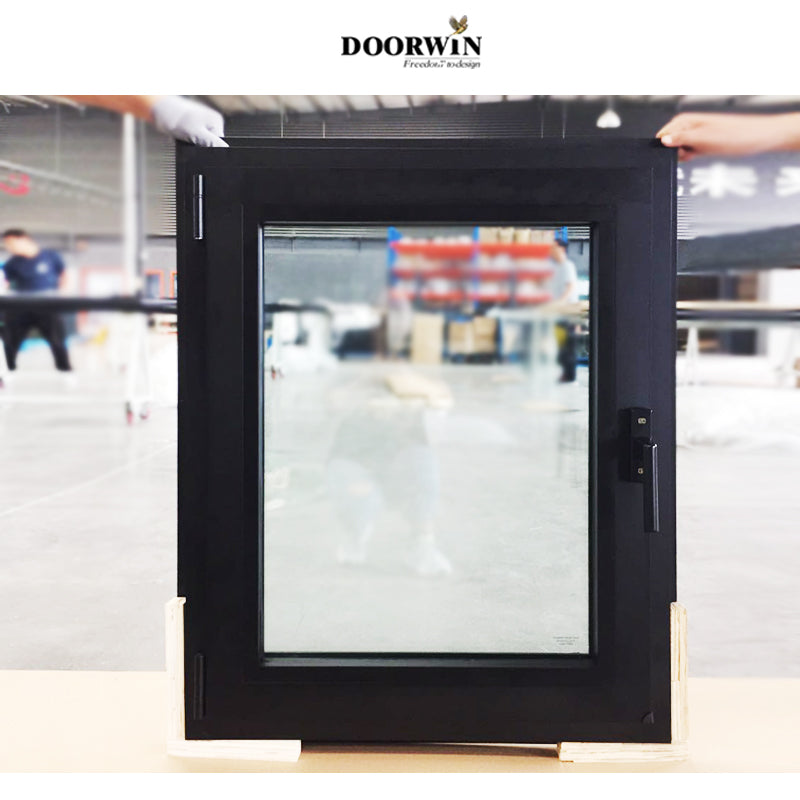 Doorwin 2021Germany Made black hardmare Wooden material wind proof tilt and turn aluminium window and doors