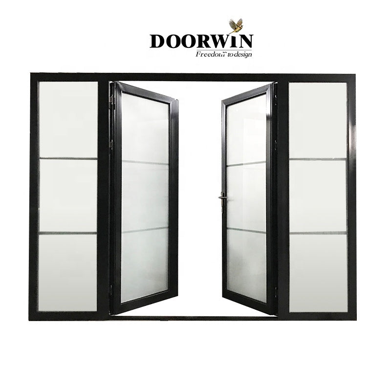 Doorwin 2021Small moq double glazed front entrance door in german depot & home commercial Sound proof thermal break aluminum transom doors