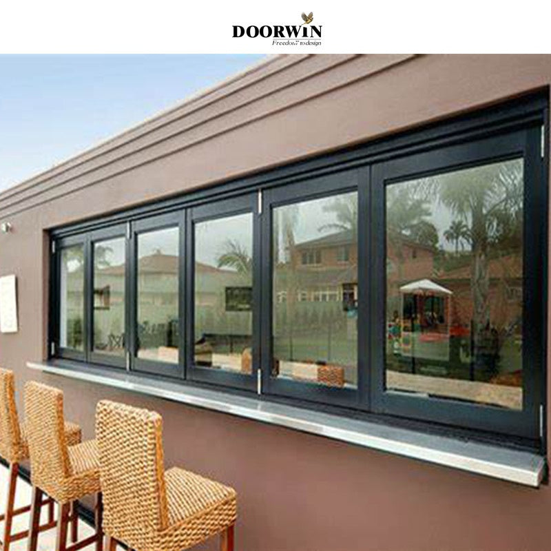 Doorwin 2021China Ultra Wide View burglar proof design Folding Aluminum Glass Window