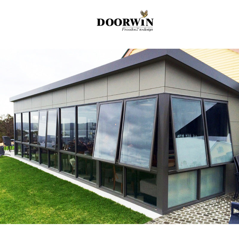 Doorwin 2021New Design Modern Standard Size Custom Top Hung Aluminum Frame Swing Bathroom Awning Casement Window