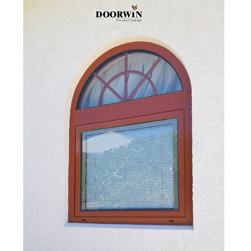 Doorwin 2021China Customized detroit excellent quality window dual pane tilt turn triple glass Aluminum arched shutter window