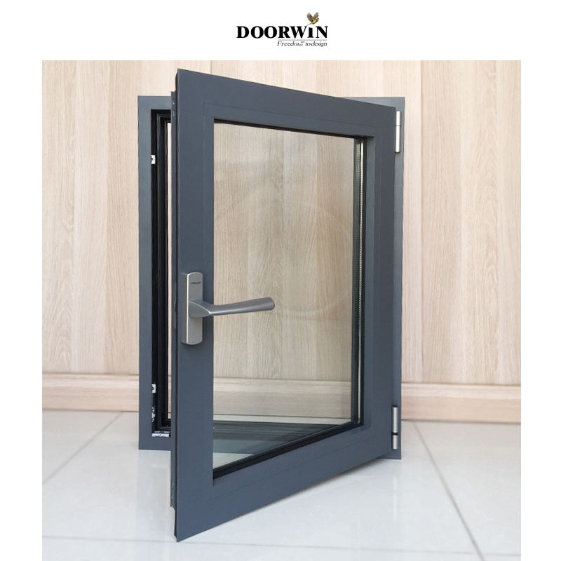 Doorwin 202110 YEARS Warranty small bathroom thermal break aluminum tempered glass fill with Argon tilt turn windows