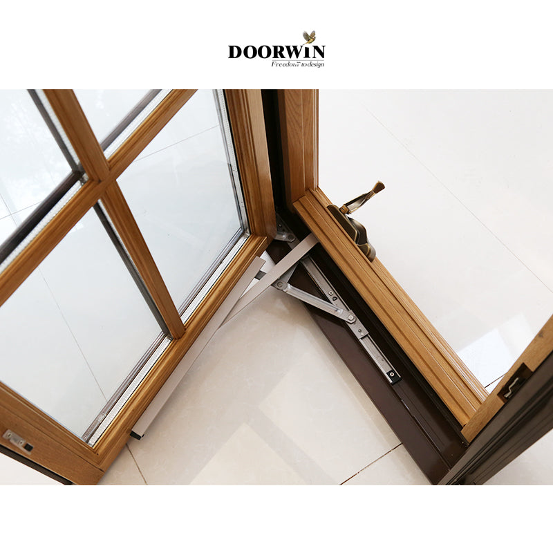 Doorwin 2021USA NRRC Certified SGCC Tempered Glass Window Price Of Wood Aluminium Crank Casement Window