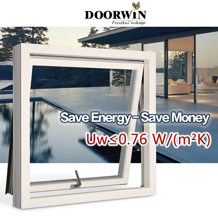 Doorwin 2021commercial project office building custom made white thermal break aluminum awning window with grille design