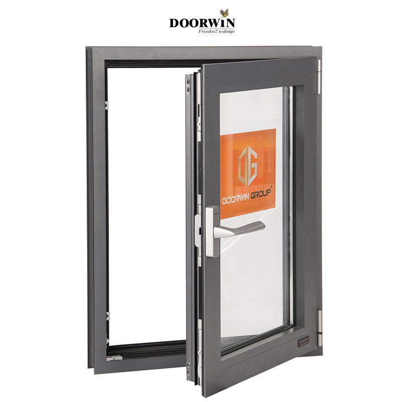 Doorwin 2021china supplier french hardware modern design double toughened glass aluminium tilt and turn window
