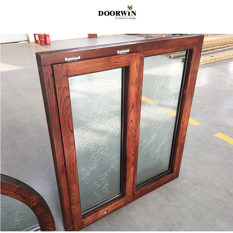 Doorwin 2021Customized Comfortable new design special shape termopanel windows teak wood windows teak wood window design