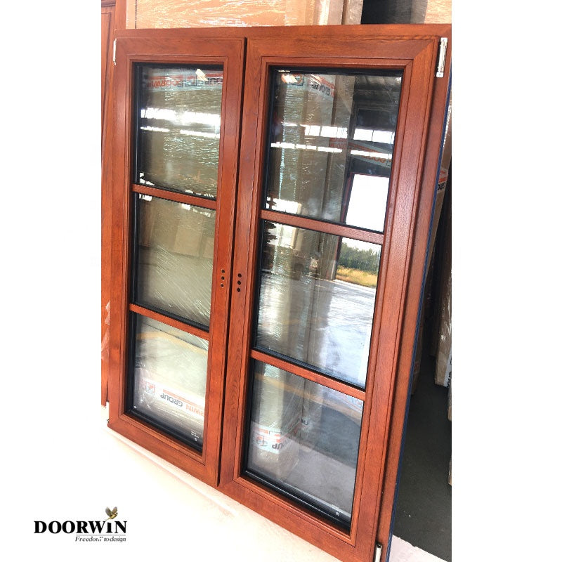 Doorwin 20212020 New products certified supplier wood french casement windows with grilles for homes