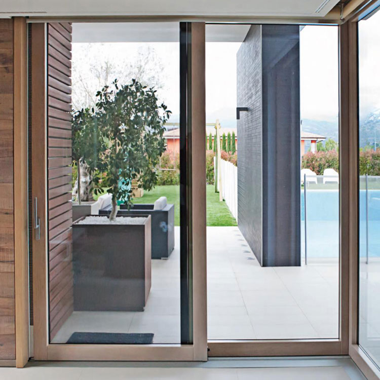 Doorwin 2021No.1 sale in American style double glazed sound proof wind proof heat insulation wooden material sliding doors