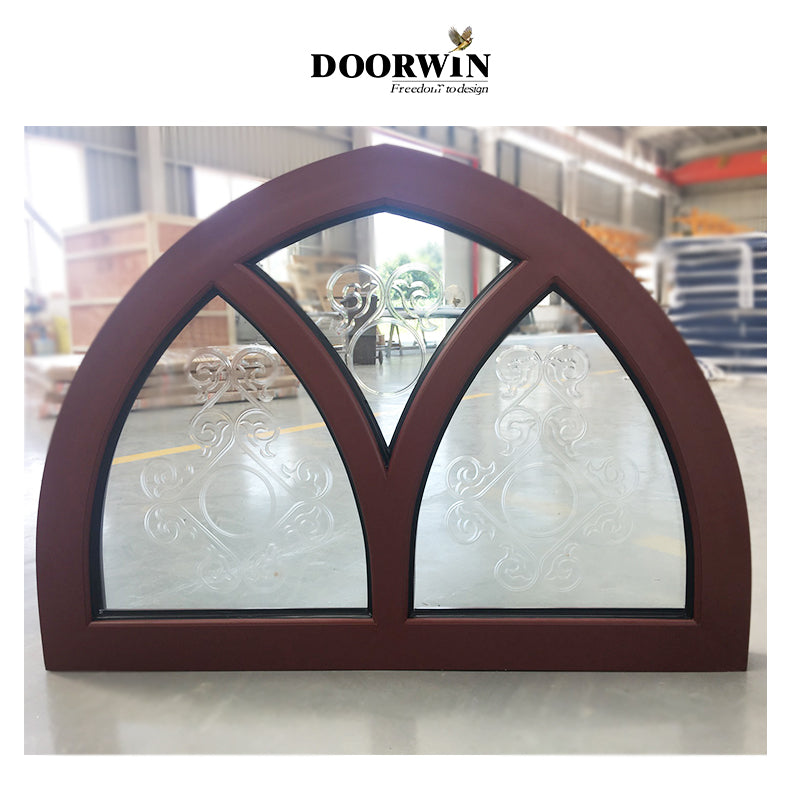 Doorwin 2021Texas NFRC Certification Solid Wood Arched Design Window with Colonial Bars Arched wooden door and window frame design