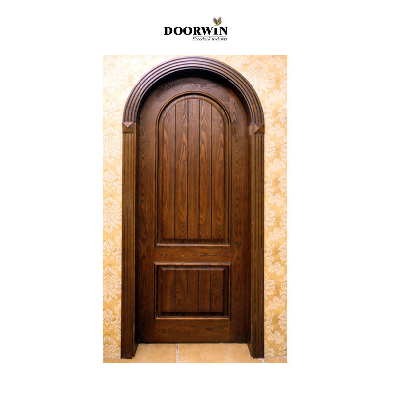 Doorwin 2021Prettywood Cheap Price Painting Solid Wood Arch Main Entrance Door Design