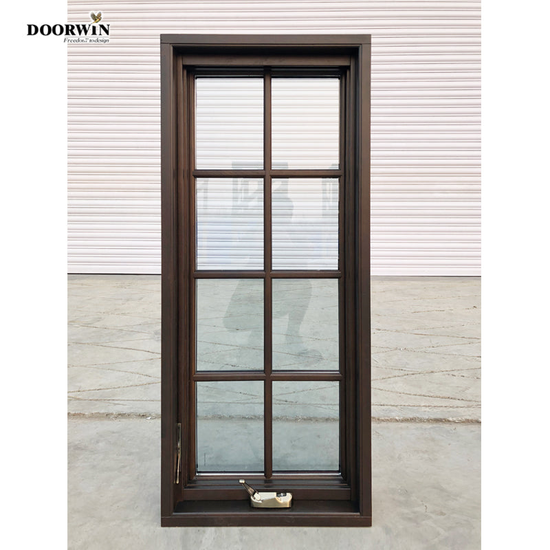 Doorwin 2021Free Drawing Design foldable crank handle open style swing casement double glazed wooden windows