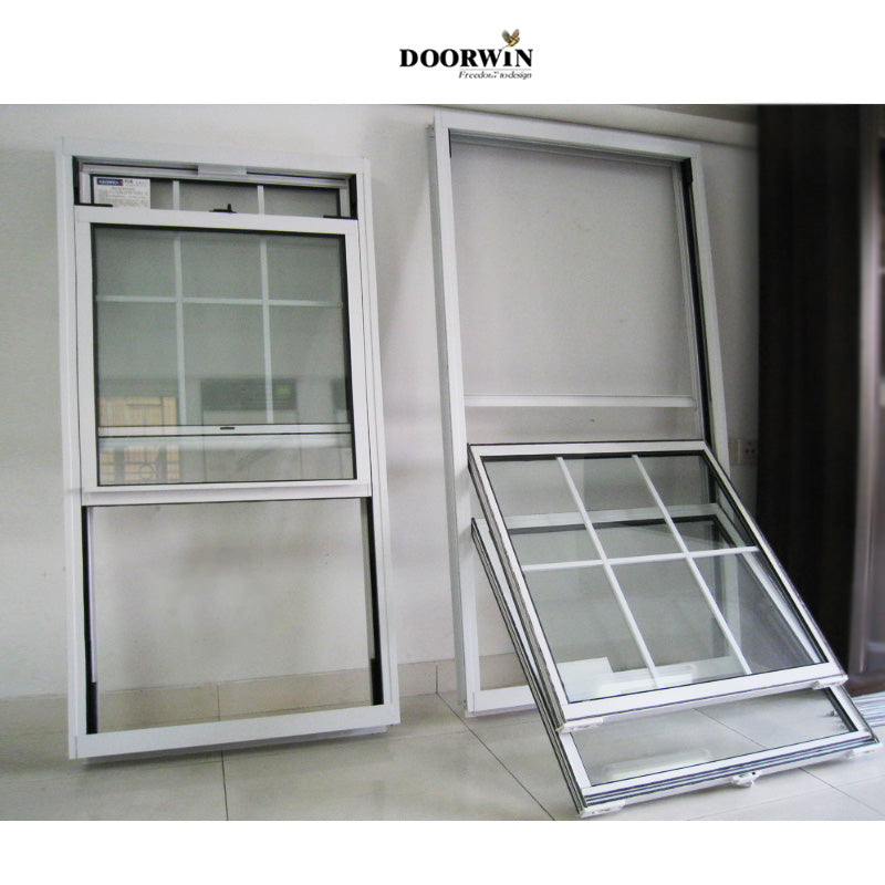 Doorwin 2021New Style Bathroom screens American hardware aluminium clad top hung window ultra clear white double hung windows
