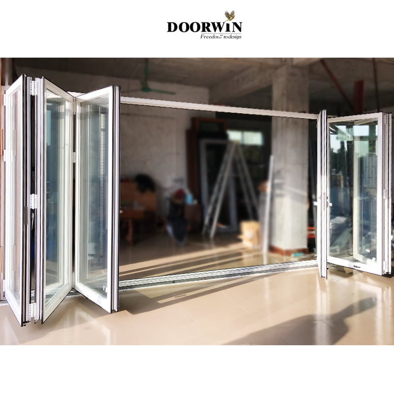 Doorwin 2021Doorwin soundproof morden narrow frame double triple tempered glazed folding lift sliding entrance doors