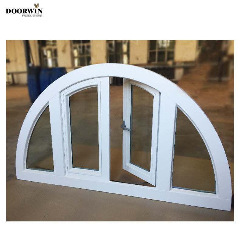 Doorwin 2021Top grade American Arch Round style Grills Design Solid wood bright white color casement windows