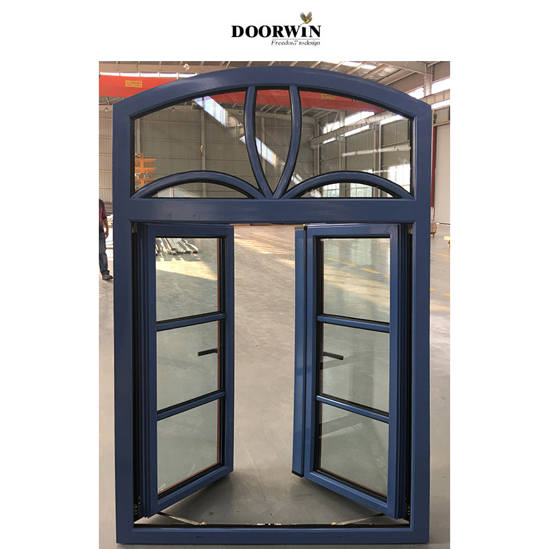 Doorwin 202115 DAYS fast shipping Wood Aluminum Arched top wrought iron french double front entry doors iron exterior entrance doors