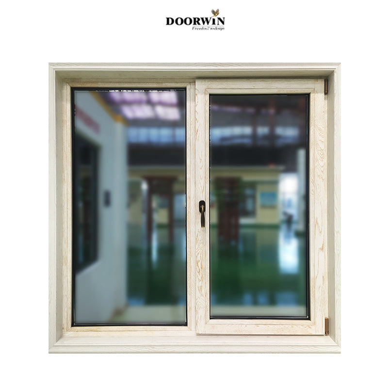 Doorwin 2021Aluminum wood material high quality wood grain color glass casement tilt and turn window
