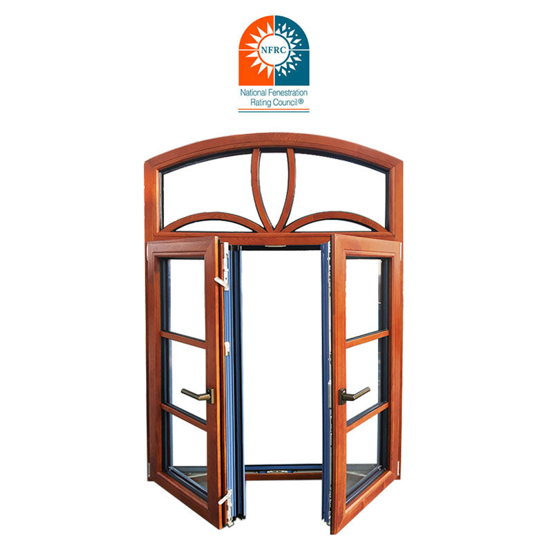 Doorwin 2021California hot sale Half Round arched wood window with with grill design