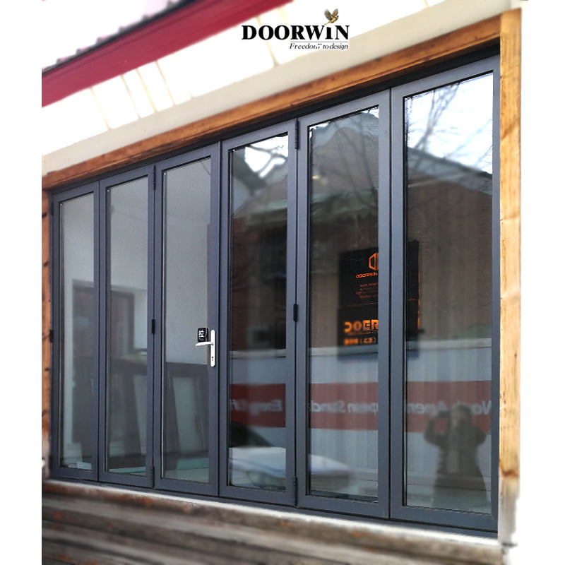 Doorwin 2021DOORWIN NFRC standard cheap internal external 5 panel aluminium bi fold folding folded balcony patio doors