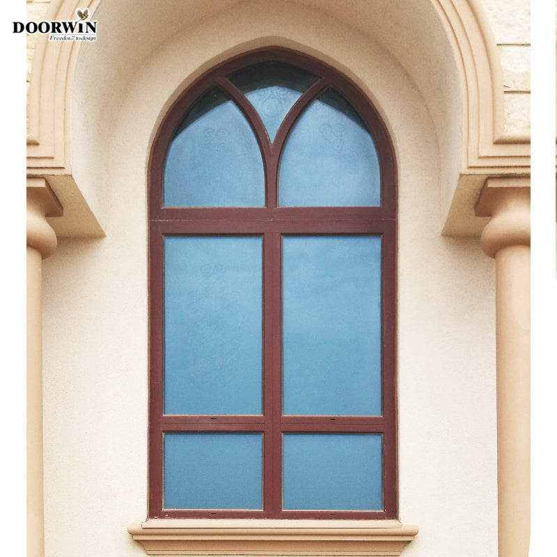 Doorwin 2021Traditional Stained Tempered Glass Round Look Wood With Aluminum Cladding Tilt Turn Church Window for Sale Where To Buy Windows