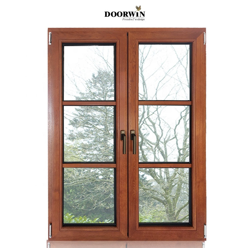 Doorwin 20212020 Doorwin New arrival double pane tempered glass french replacement wood windows