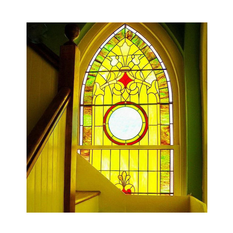Doorwin 2021Virginia yellow stained glass window catholic churches cheap price heat insulation windows