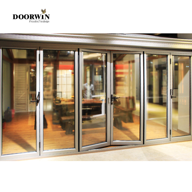 Doorwin 2021North American hot sales cheap internal external 5 panel aluminium bi fold folding folded balcony patio doors
