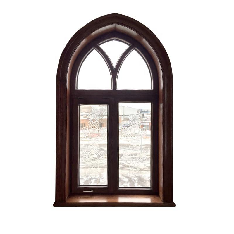DOORWIN 2021High Quality Wholesale Custom Cheap Arched Oak window double panels glass wooden window by Doorwin