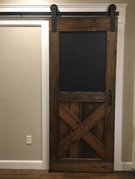 DOORWIN 2021Hot Sale 100% Red Oak Wood Black Board Barn Doorby Doorwin